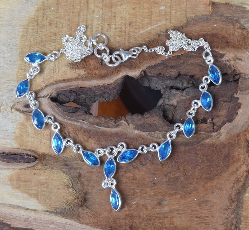 Blue Topaz 925 Sterling Silver Necklace