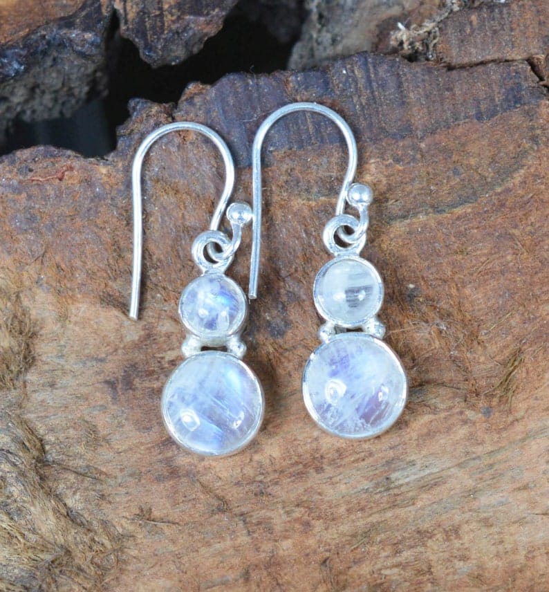 White Rainbow Moonstone 925 Sterling Silver Earring