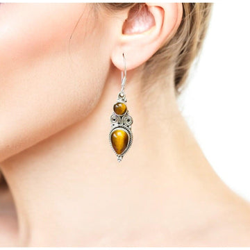 925 Sterling Silver Natural Gemstone Hook Earring
