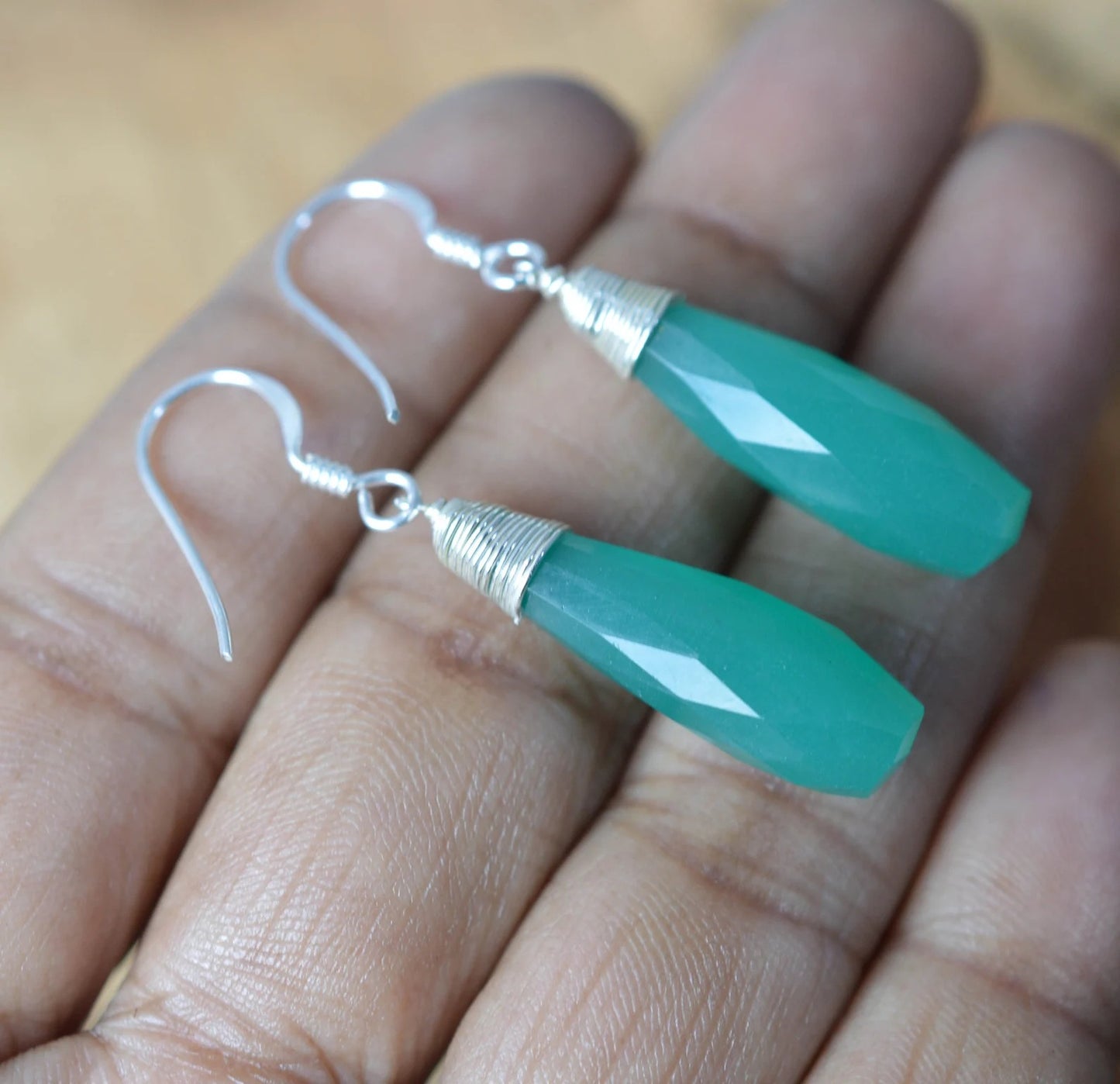 Green Jade 925 Sterling Silver Earring