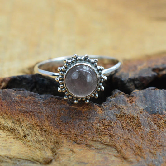 Rose Quartz 925 Sterling Silver Ring