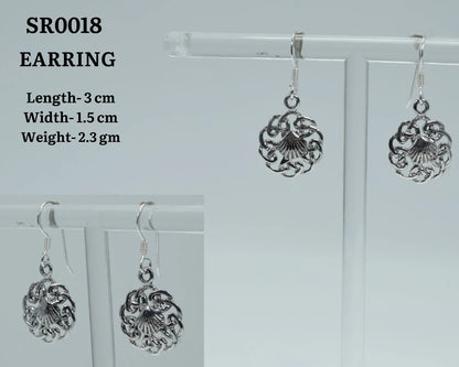 Silver Stylish Flower Dangle 925 Sterling Silver Earring