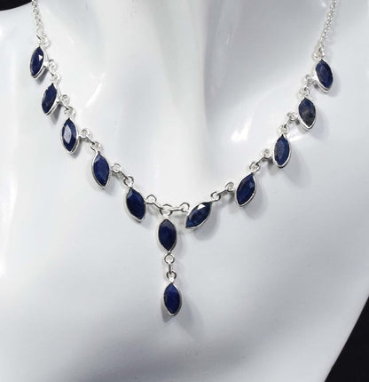 Blue Sapphire 925 Sterling Silver Necklace