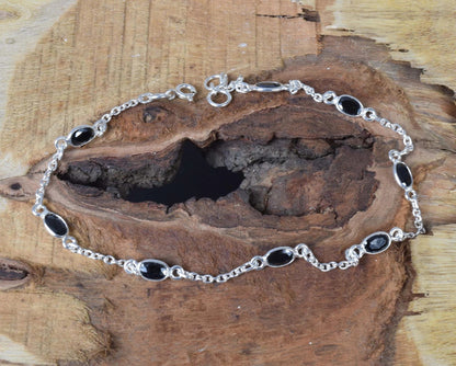 Black Onyx Anklet 925 Sterling Silver Anklet