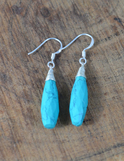 Blue Turquoise 925 Sterling Silver Earring