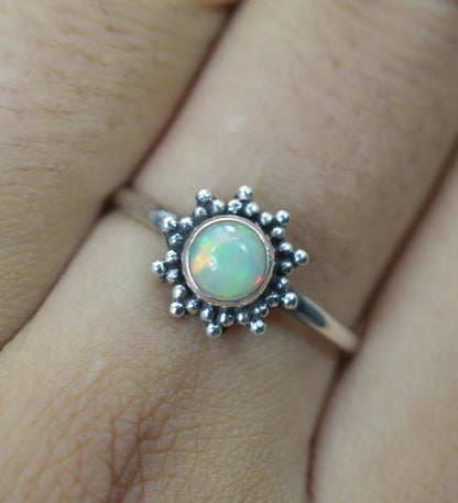 Natural Ethiopian Opal 925 Sterling Silver Ring