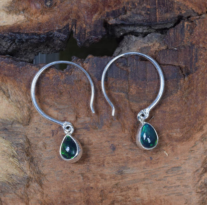 Black Ethiopian Opal 925 Sterling Silver Hook Earring