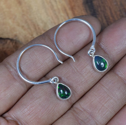 Black Ethiopian Opal 925 Sterling Silver Hook Earring