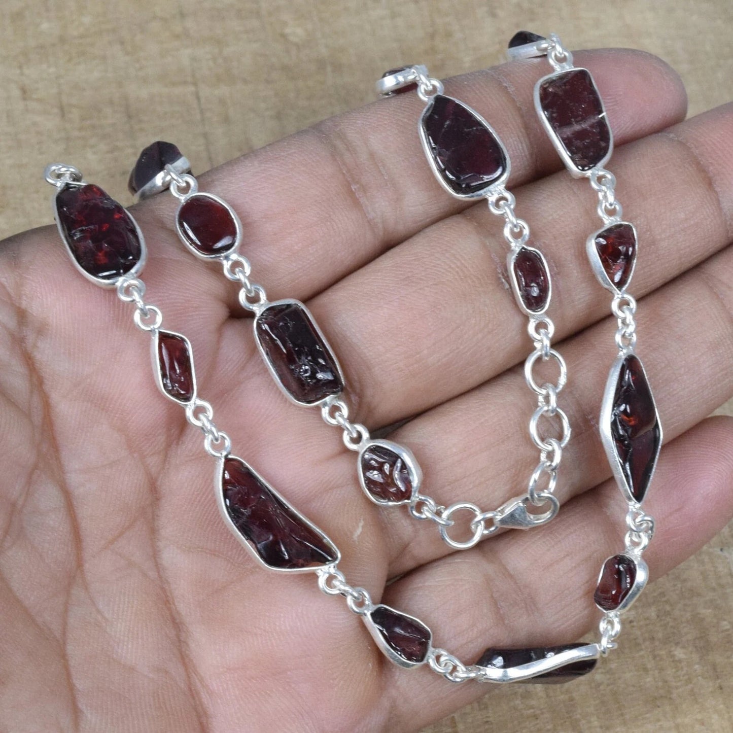 Rough Hessonite Garnet 925 Sterling Silver Necklace (Copy)