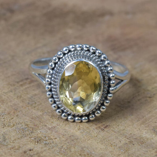 Yellow Citrine 925 Sterling Silver Ring