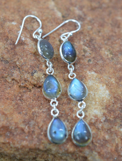 Labradorite Hook 925 Sterling Silver Earring