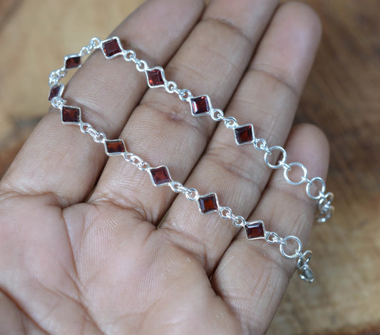 Red Garnet 925 Sterling Silver Bracelet (Copy)