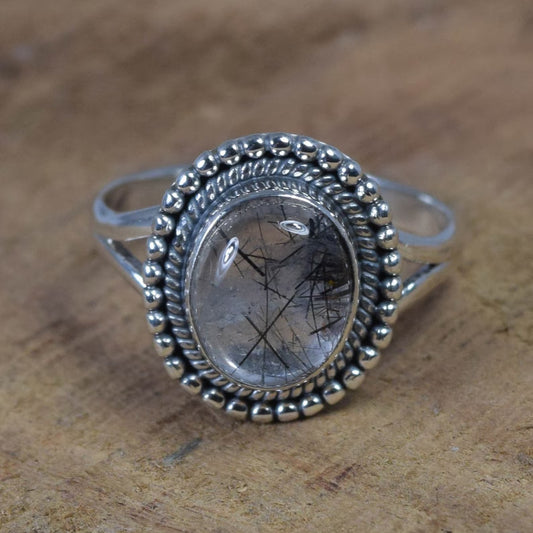 Black Rutile 925 Sterling Silver Ring