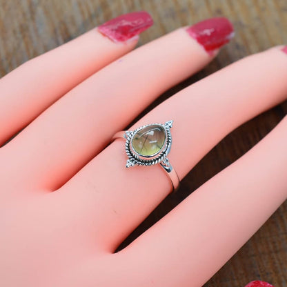 Kismet Green Prehnite 925 Sterling Silver Ring