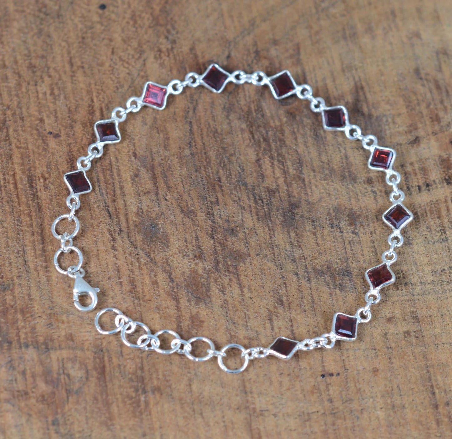 Red Garnet 925 Sterling Silver Bracelet