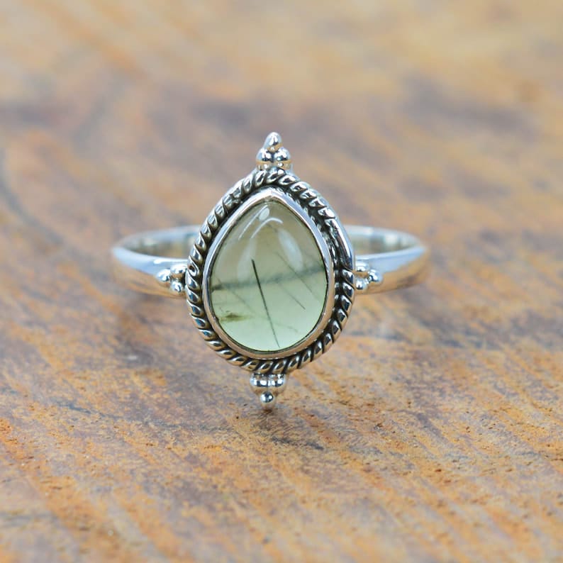 Kismet Green Prehnite 925 Sterling Silver Ring