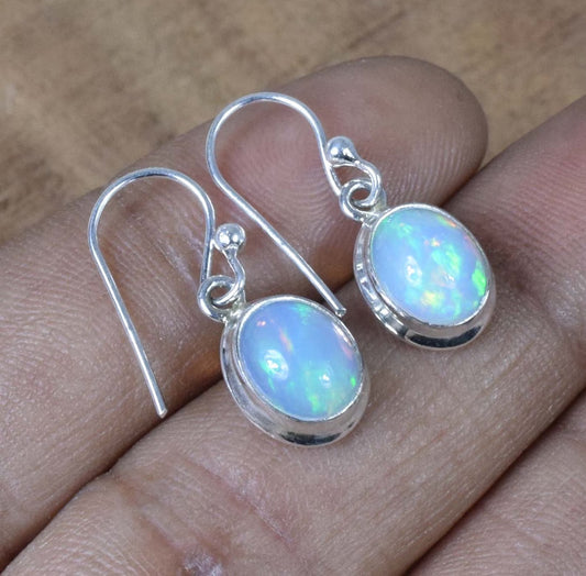 Ethiopian Opal 925 Sterling Silver Hook Earring