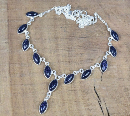 Blue Sunstone 925 Sterling Silver Necklace