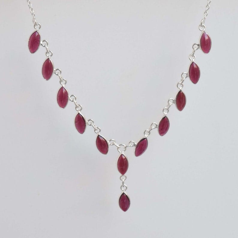 Red Garnet 925 Sterling Silver Necklace