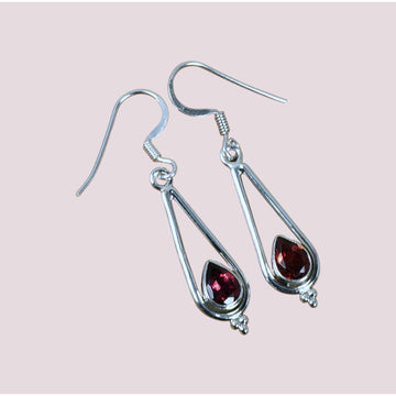 925 Sterling Silver Faceted Natural Gemstone Hook Earring