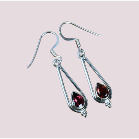 925 Sterling Silver Faceted Natural Gemstone Hook Earring