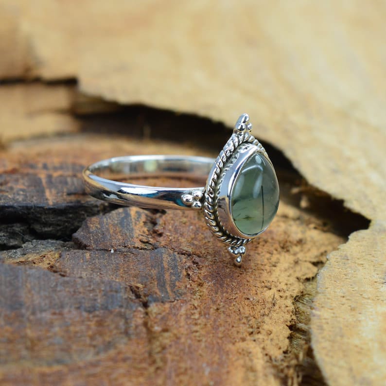 Kismet Green Prehnite 925 Sterling Silver Ring