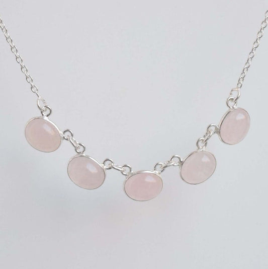 Rose Quartz 925 Sterling Silver Necklace