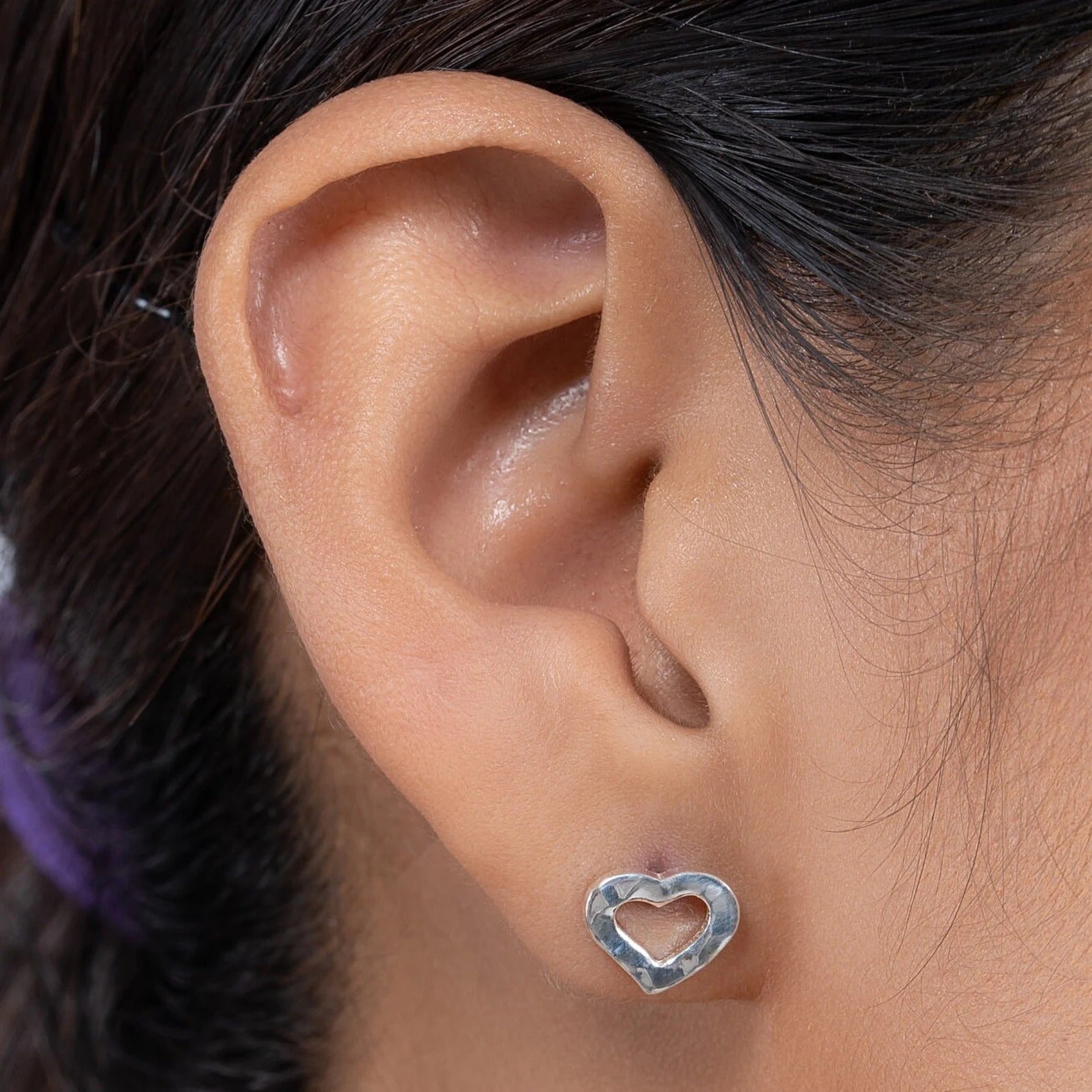 Silver Open Heart Stud 925 Sterling Silver Stud