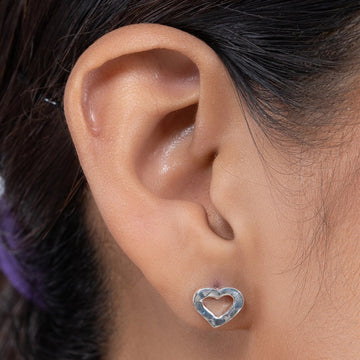 Silver Open Heart Stud 925 Sterling Silver Stud