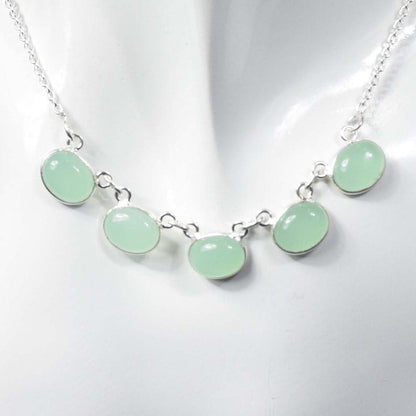 Aqua Chalcedony 925 Sterling Silver Necklace