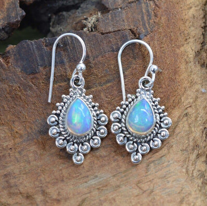 Ethiopian Opal Hook 925 Sterling Silver Earring