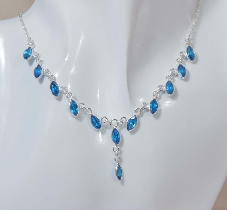 Blue Topaz 925 Sterling Silver Necklace