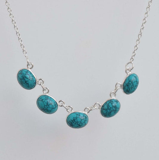 Blue Turquoise 925 Sterling Silver Necklace