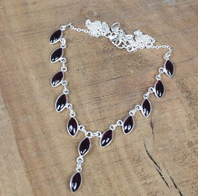 Red Garnet 925 Sterling Silver Necklace