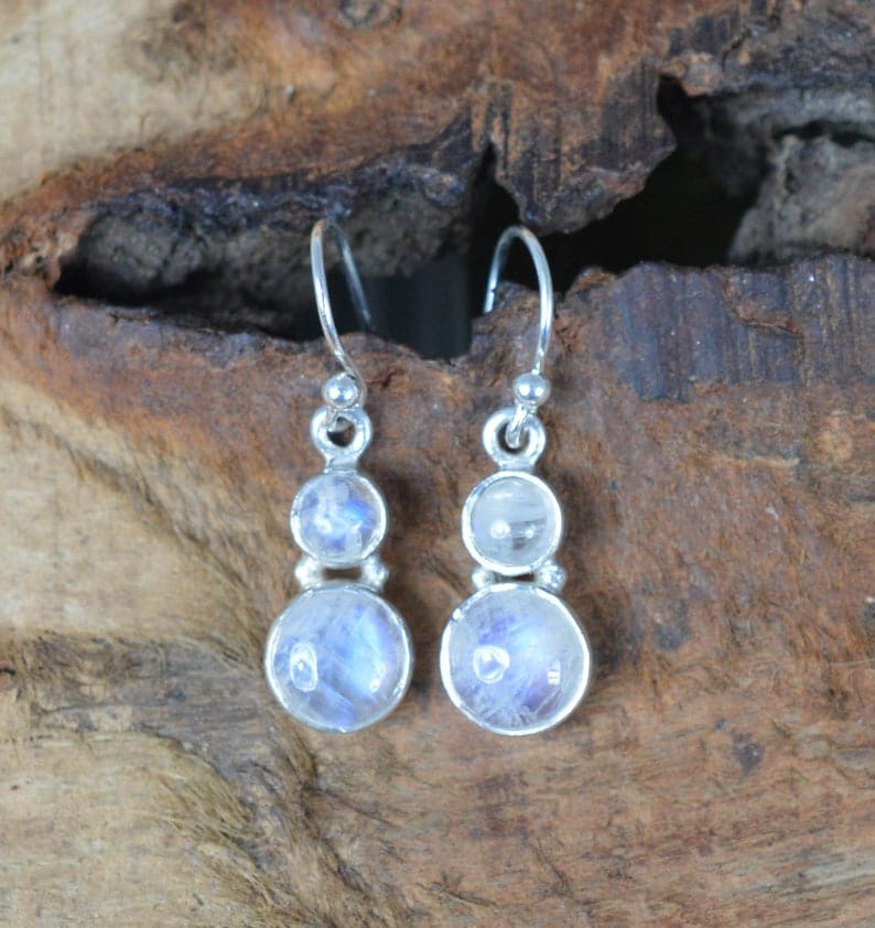 White Rainbow Moonstone 925 Sterling Silver Earring