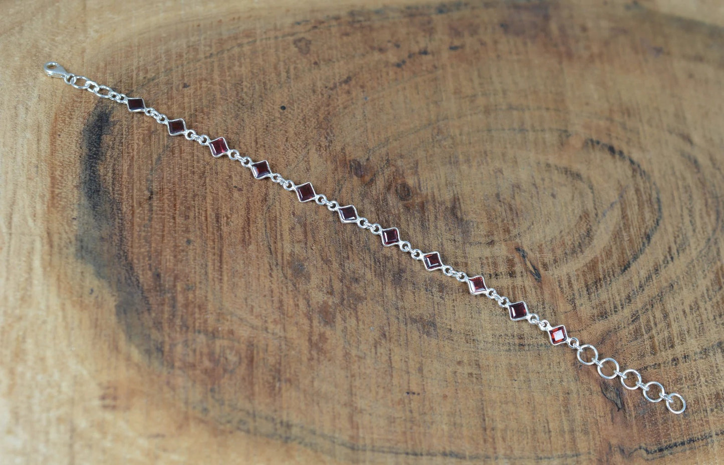 Red Garnet 925 Sterling Silver Bracelet