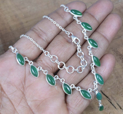 Green Onyx 925 Sterling Silver Necklace