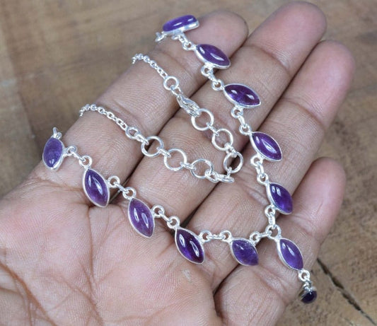 Purple Amethyst 925 Sterling Silver Necklace