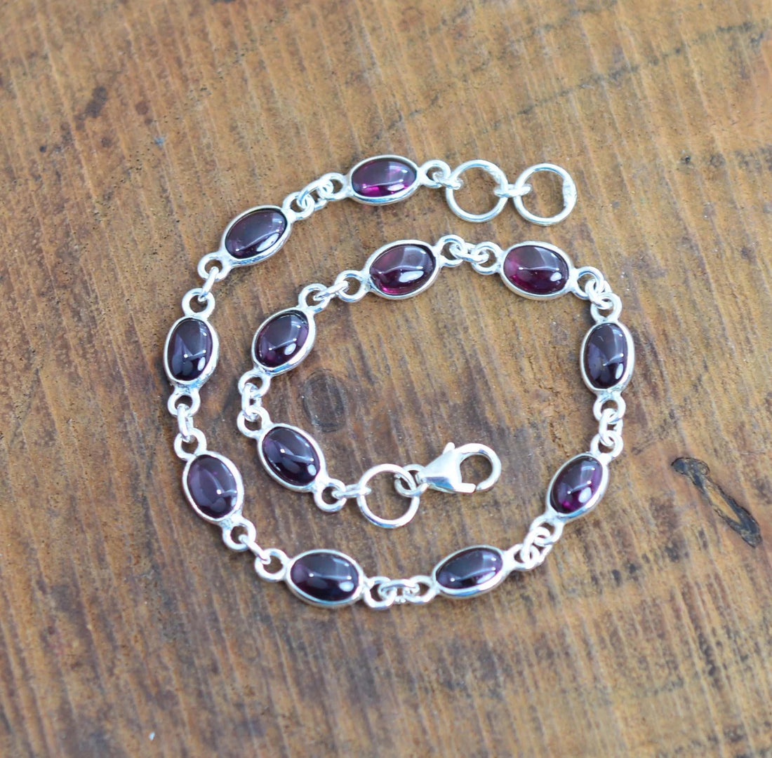Red Garnet 925 Sterling Silver Bracelet