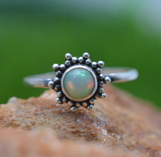 Natural Ethiopian Opal 925 Sterling Silver Ring