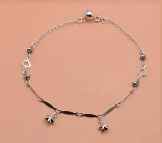 Silver Little Twinkle Stars Charm Anklet 925 Sterling Silver Anklet