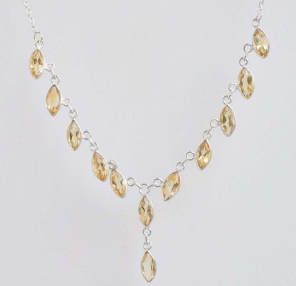 Natural Citrine 925 Sterling Silver Necklace