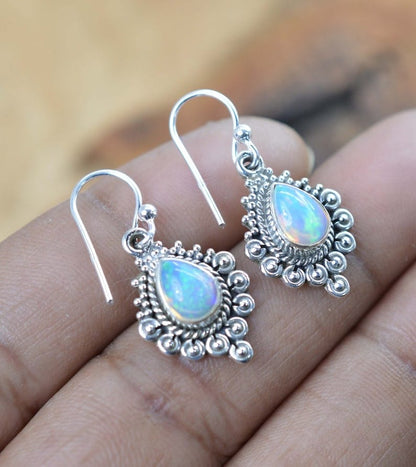 Ethiopian Opal Hook 925 Sterling Silver Earring