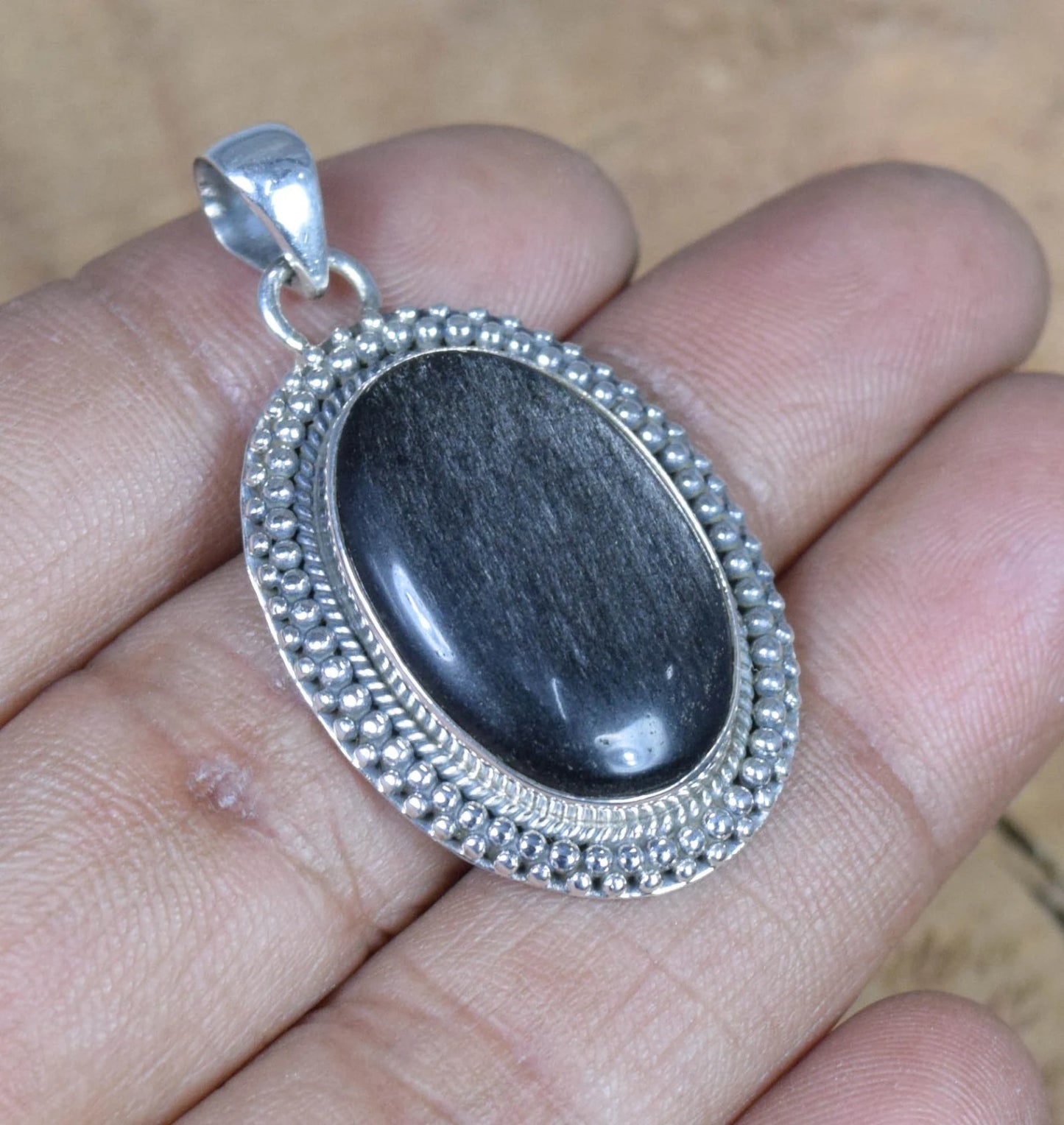 Rainbow Obsidian 925 Sterling Silver Pendant