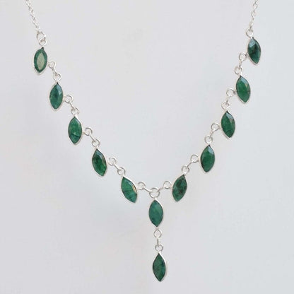 Green Emerald 925 Sterling Silver Necklace