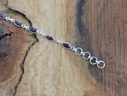 Red Garnet 925 Sterling Silver Bracelet