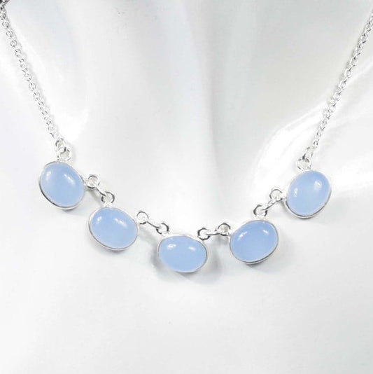 Blue Chalcedony 925 Sterling Silver Necklace