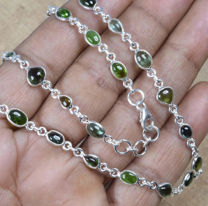 Green Tourmaline 925 Sterling Silver Necklace