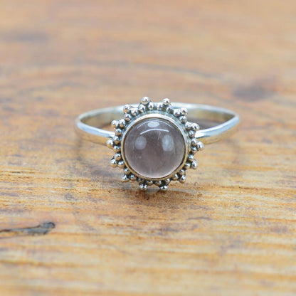 Rose Quartz 925 Sterling Silver Ring