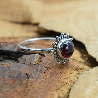 Red Garnet 925 Sterling Silver Ring